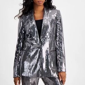 INC International Concepts Silver Sequin Blazer
